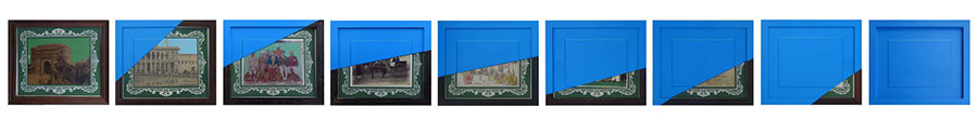 6-The Blue Screen, Acrylic on Old Photographs,Wooden Frame, 14x12 inches, 2014-15, 