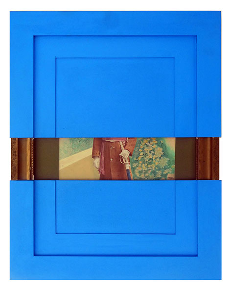 7-The Blue Screen, Acrylic on Old Photographs,Wooden Frame, 21x16.5 inches, 2014-15, 