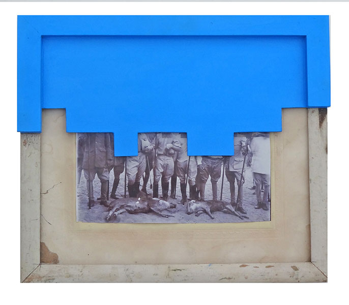 13-The Blue Screen, Acrylic on Old Photographs,Wooden Frame, 13x11 inches, 2014-15, 