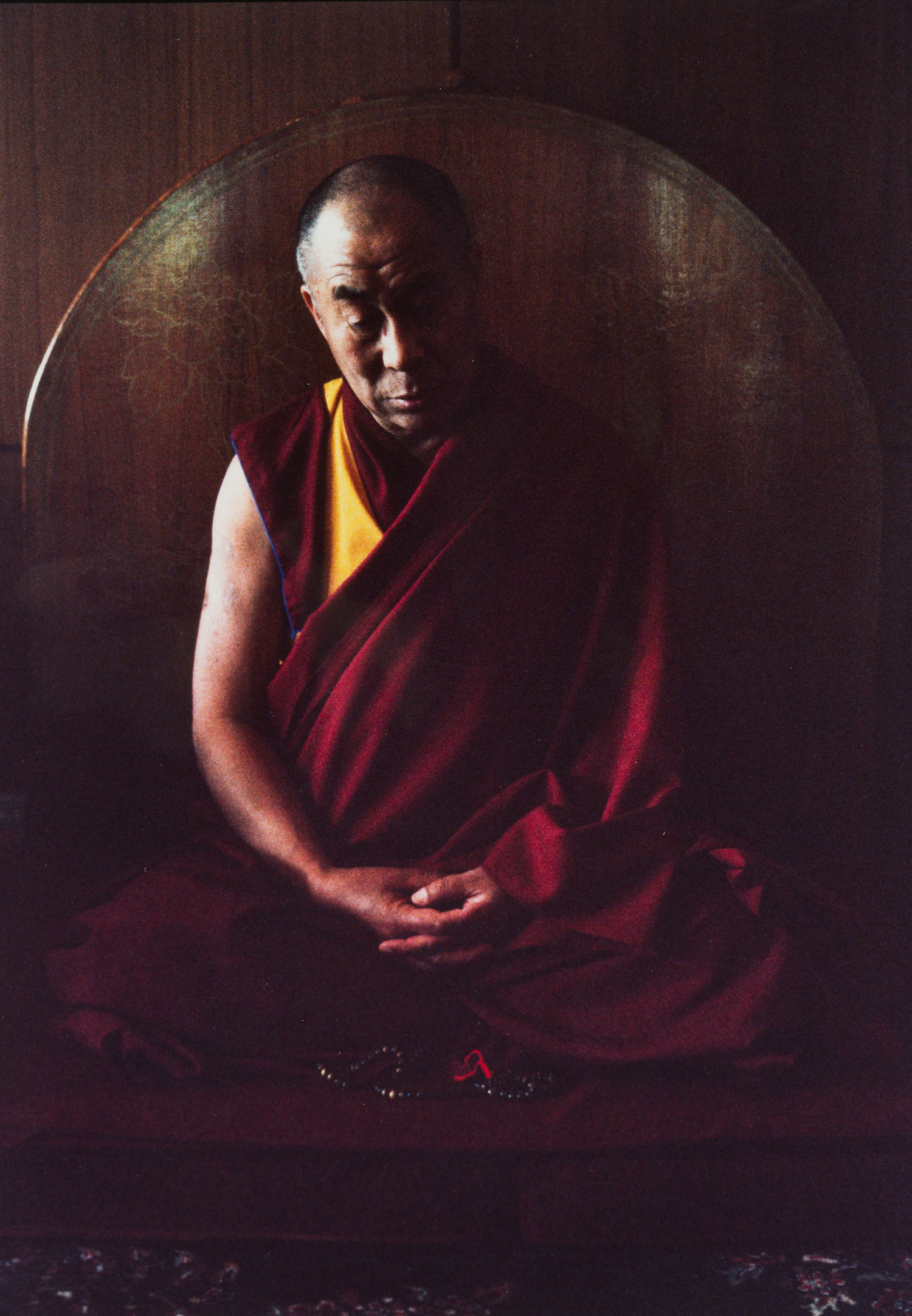 <H. H. The Dalai Lama in Meditation, Dharamshala, 1997, 