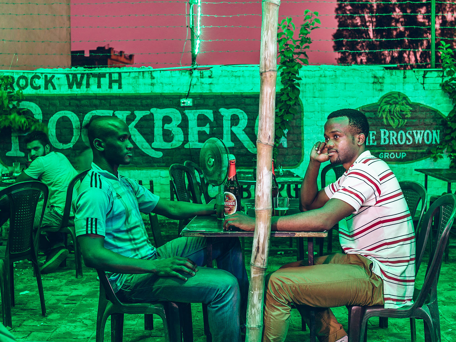 <Yvanne and his friend at Jimmy's Chicken. Jalandhar, 2016