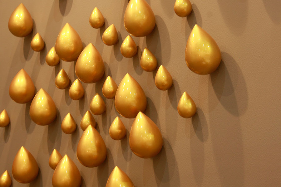 Fibre Cast ,Gold Enamelling, 29 Large, 30 Small, Site-Specific Installation 60x72 Inches, 2015, 