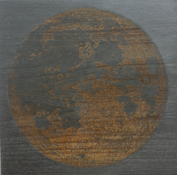 Graphite and Dry Pastel on Teak Wood, 18 x 18 inches, 2015, 